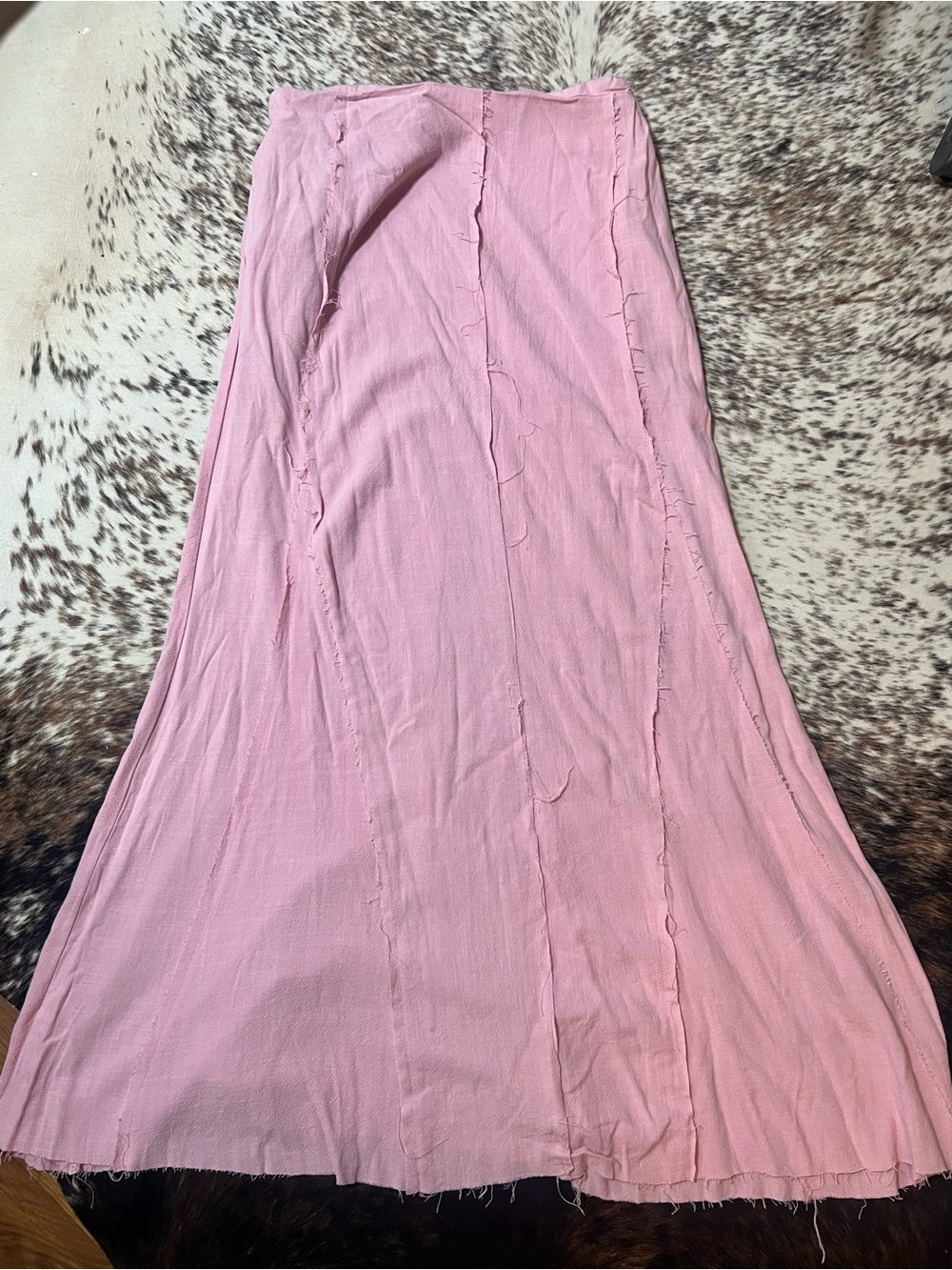 Women's Pink Long Flowing Grunge Skirt - Picture 4 of 6
